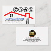 Handyman gereedschap op rood dak visitekaartje (Voorkant / Achterkant)