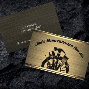 Handyman Gold Steel Maintenance Repair Service Visitekaartje