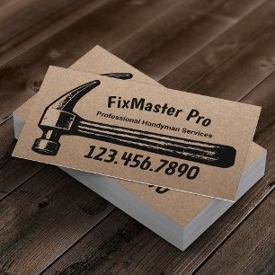 Handyman House Repair Service Retro Hammer Visitekaartje