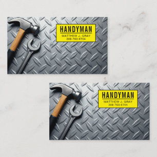 Handyman – Industriële Metalen Achtergrond met Ger Visitekaartje