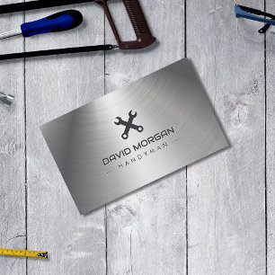 Handyman loodgieter Logo Metallic Visitekaartje