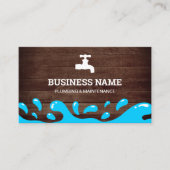 Handyman Loodgieter Waterkraan Rustiek Hout Loodgi Visitekaartje (Voorkant)