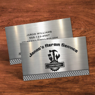 Handyman Maintenance Repair Service Metal Sleek Visitekaartje