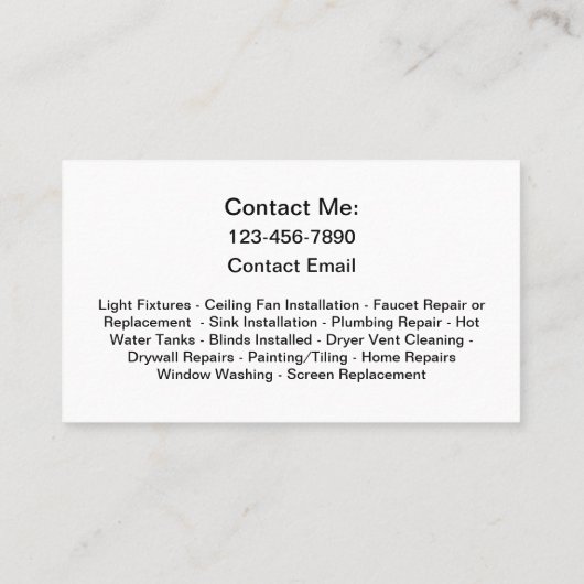 Handyman Meilleurs Cartes de visite (Dos)