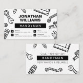 Handyman, minimaal en modern, zwart en wit visitekaartje (Voorkant / Achterkant)