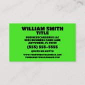 Handyman Neon Green Carte de visite (Dos)