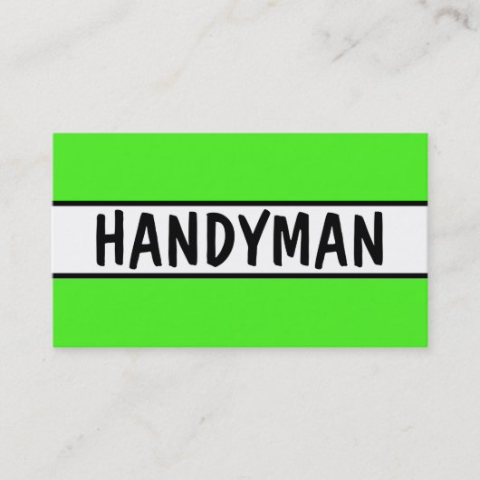 Handyman Neon Green Carte de visite (Devant)