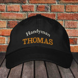 HANDYMAN "nom" brodé casquette de baseball / or<br><div class="desc">Casquettes brodés : casquette de baseball de mode classique doré / noir avec le texte "HANDYMAN" & votre "nom" pour le meilleur handyman du monde,  répare maître,  répare tout / casquettes d'affaires</div>