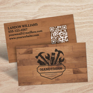Handyman Onderhoudsreparatie Service Hout QR Code Visitekaartje