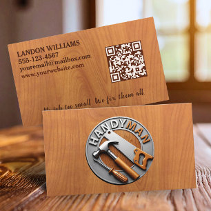 Handyman Onderhoudsreparatie Service Hout QR Code Visitekaartje