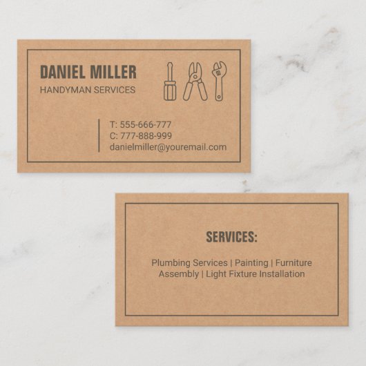 Handyman Outils Carte de visite de texture (Devant / Derrière)