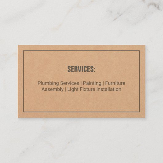 Handyman Outils Carte de visite de texture (Dos)