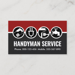 Handyman-pictogrammen op rode grijze lagen visitekaartje