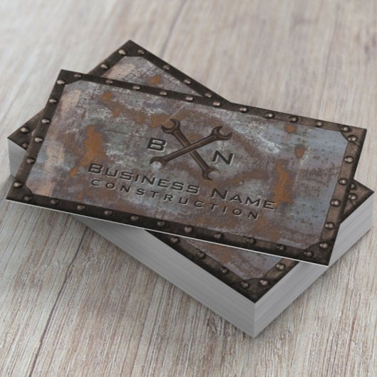 Handyman Plumber  Rusty Metal Construction Visitekaartje