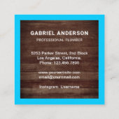 Handyman Plumbing Pipe WFrench Rustic Wood Plumber Vierkante Visitekaartje (Achterkant)