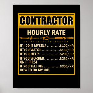 Handyman Price Chart Contractor Hourly Rate Labor Poster