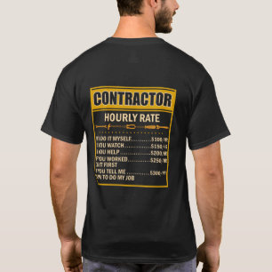 Handyman Price Chart Contractor Hourly Rate Labour T-shirt