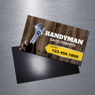 Handyman Repair Maintenance Plug Service Wood Magnetisch Visitekaartje