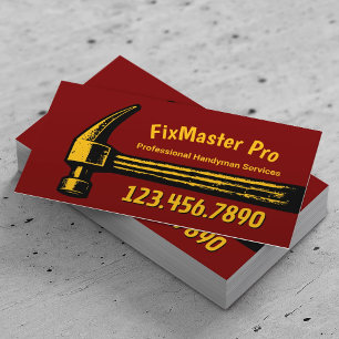 Handyman Repair Service Big Hammer Fix Master Red Visitekaartje