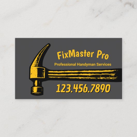 Handyman Repair Service Big Hammer Fix Master Visitekaartje (Voorkant)