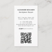 Handyman Réparer Photo QR Code Carte de visite (Dos)