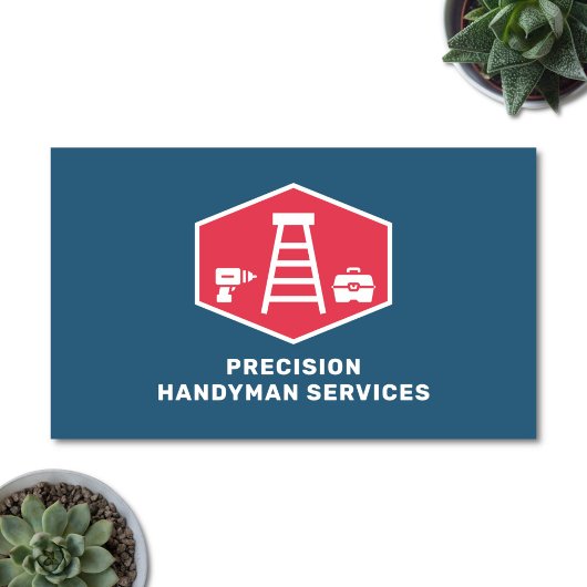 Handyman Services Home Reparatieladder Retro Visitekaartje