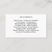 Handyman Services Visitekaartjes Lijst van dienste (Achterkant)