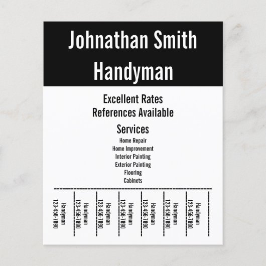 Handyman Services Zwart-wit Tekst Sjabloon Flyer (Voorkant)