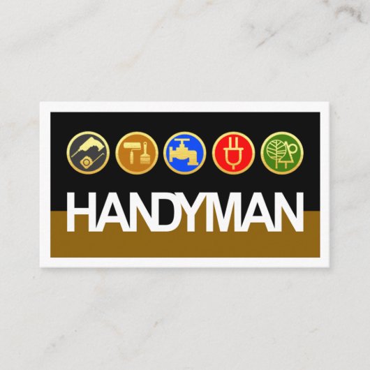 Handyman Signage Gold Workmen Tools Visitekaartje (Voorkant)