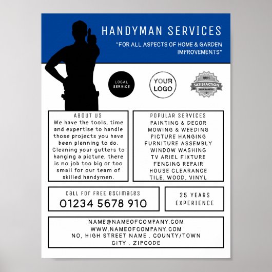 Handyman Silhouette Adverteren Poster (Voorkant)
