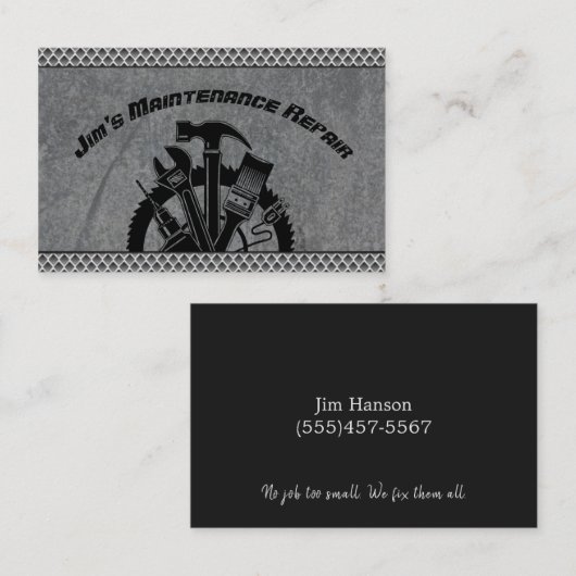 Handyman Steel Bord Maintenance Repair Service Visitekaartje (Voorkant / Achterkant)