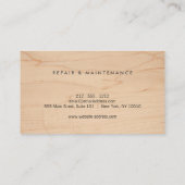 Handyman, timmerman, bouwer Logo op hout II Visitekaartje (Achterkant)