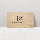 Handyman, timmerman, bouwer Logo op hout Visitekaartje