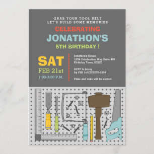 Handyman Tools Birthday Party Invitation Kaart