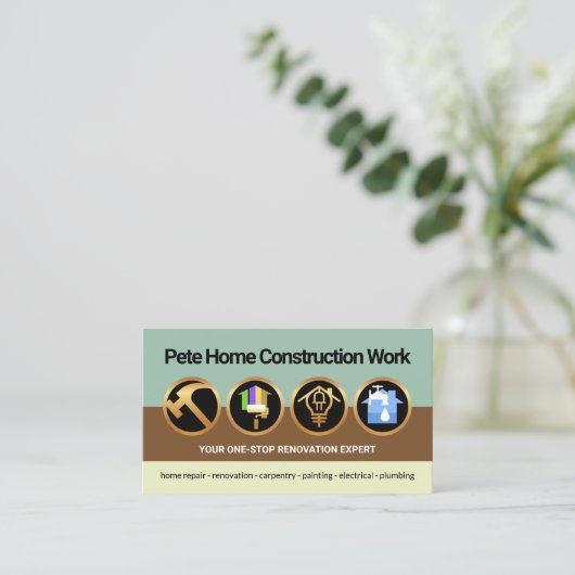 Handyman Tools Column Layers Construction Builder Visitekaartje (Staand voorkant)
