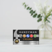 Handyman Tools Icon On Silver Hammer Visitekaartje (Staand voorkant)