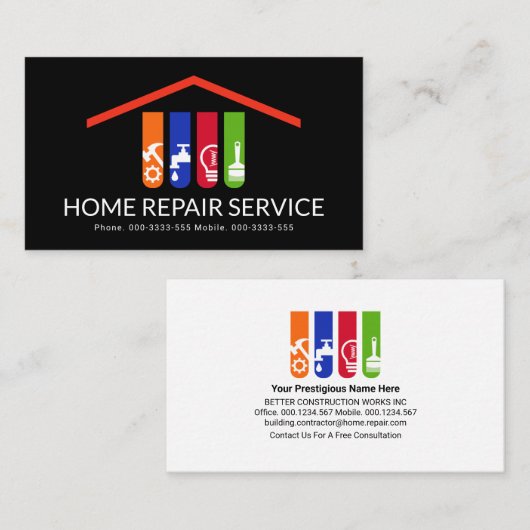 Handyman Tools Rooftop Building Visitekaartje (Voorkant / Achterkant)