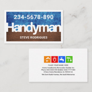 Handyman Uithangbord Vies Muur Hout Laag Visitekaartje