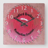 Handyman Woodworking Red Saw Blade - Aangepaste na Vierkante Klok (Voorkant)