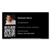 Handyman zwarte foto QR-code Magnetisch Visitekaartje (Voorkant)