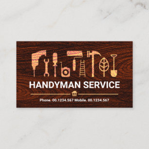 Handymantools voor houten korrels visitekaartje