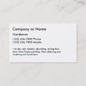HandymanVisitekaartjes Visitekaartje (Achterkant)