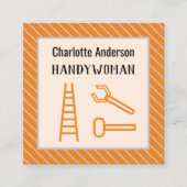 Handywoman Modern Oranje QR-code Vierkante Visitekaartje (Voorkant)