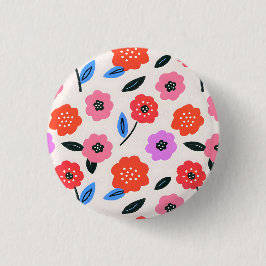 Hane tekening bloemenpatroon ronde button 3,2 cm