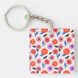 Hane tekening bloemenpatroon sleutelhanger