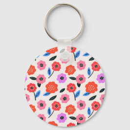 Hane tekening bloemenpatroon sleutelhanger