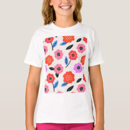 Hane tekening bloemenpatroon t-shirt