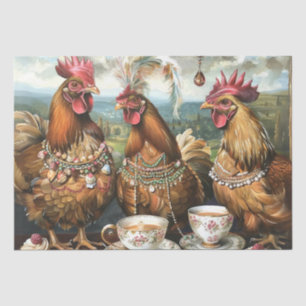 Hanen en Kuikens Theepartij Decoupage Tissuepapier