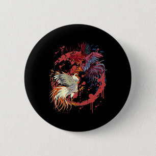 Hanengevecht Kip Nieuwigheid Boeren Cadeau Ronde Button 5,7 Cm