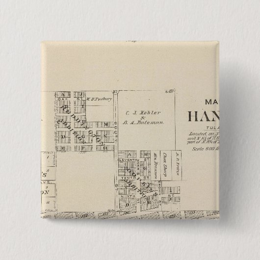 Hanford, Tulare County Vierkante Button 5,1 Cm (Voorkant)